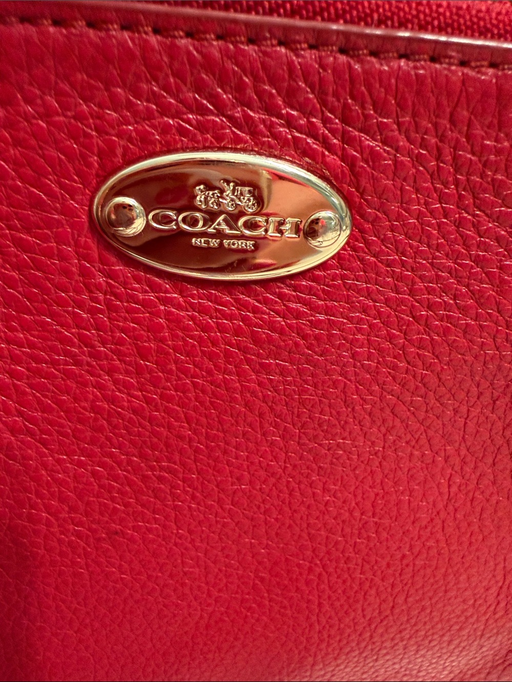 Coach Red Leather Crossbody Bag with Gold Accent - Picture 3 of 11